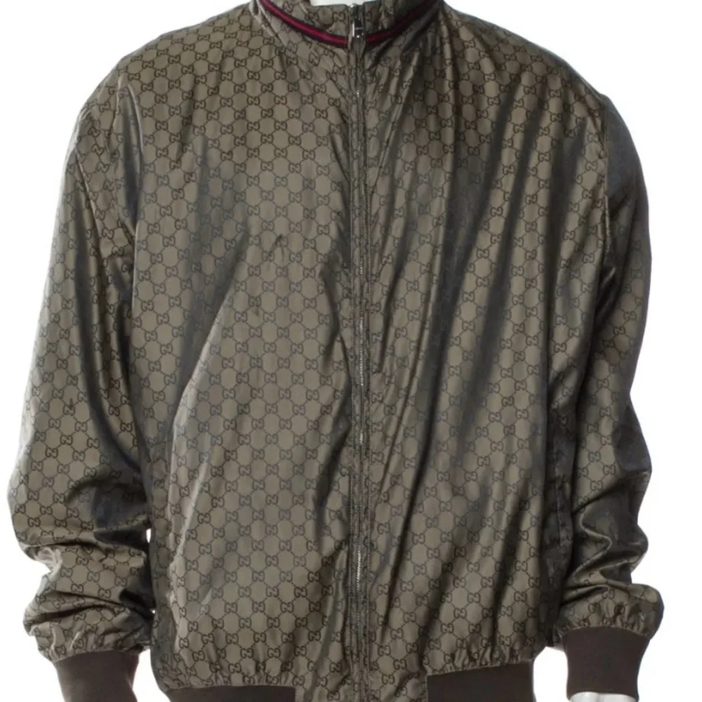 Gucci GG Supreme Monogram Bomber Jacket - Men’s XXL Tan Brown - Authentic